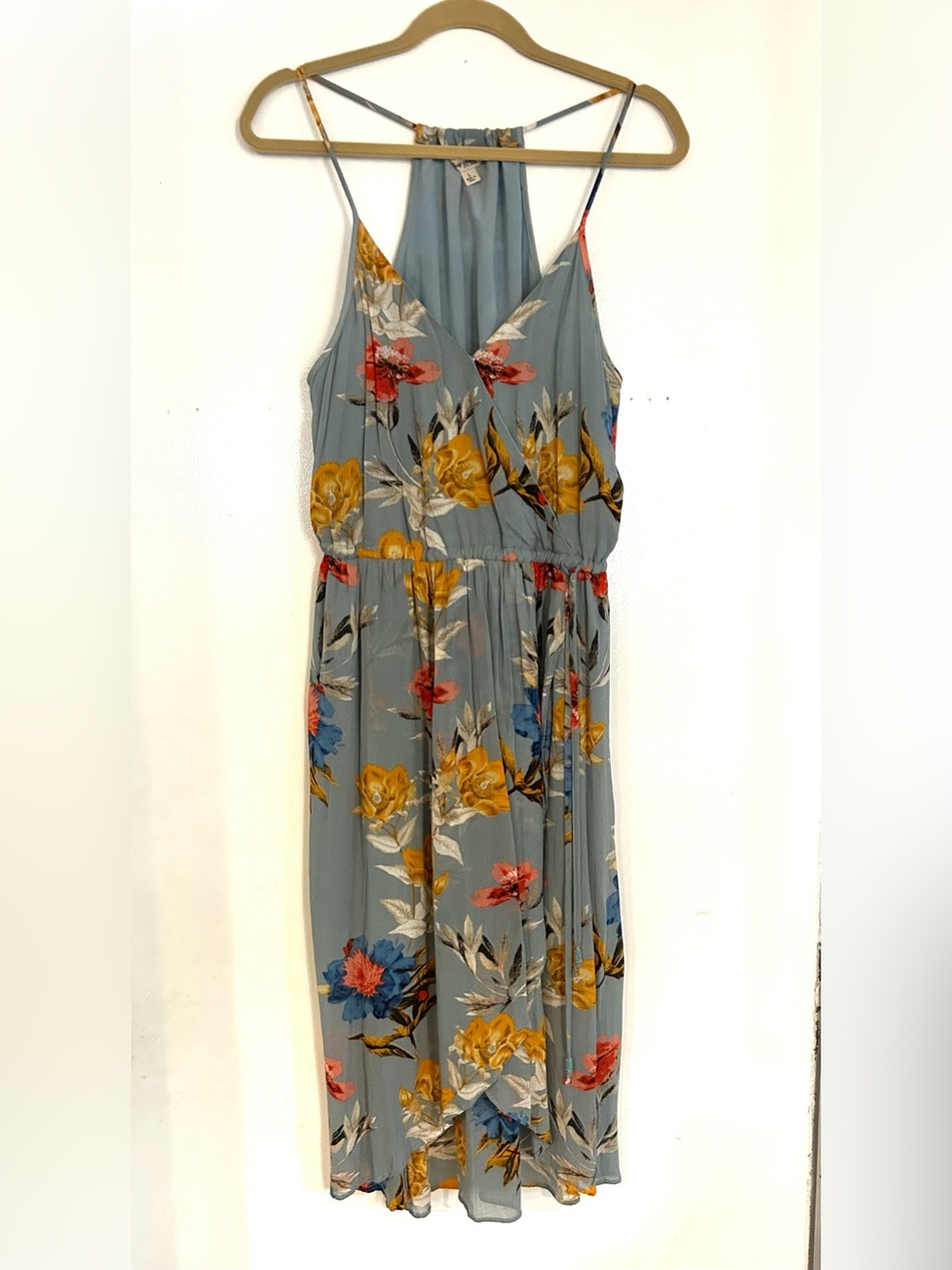 Lucky BrandFloral V-Neck Sleeveless Maxi Dress - Blue with Flowers